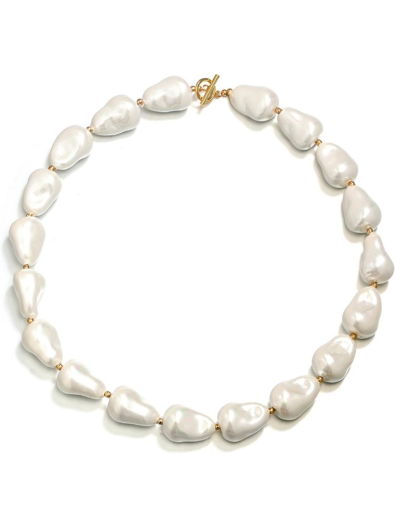Chunky Baroque Pearl & Shell Choker Necklace For Women - Irregular Cream Jewelry
